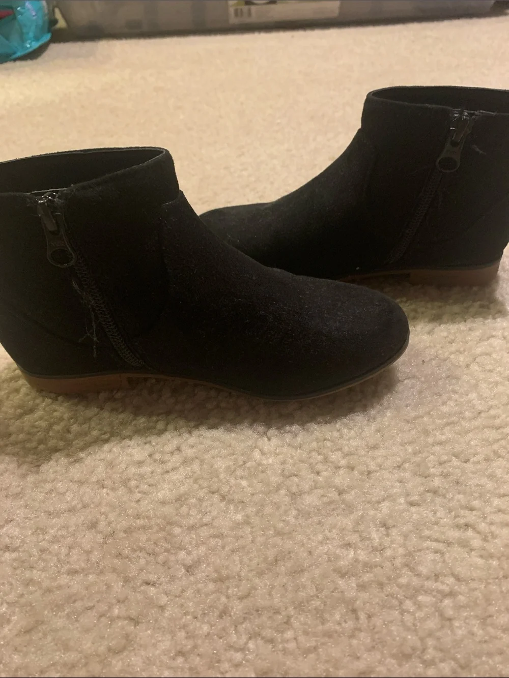 Black Suede Girls Ankle Boots